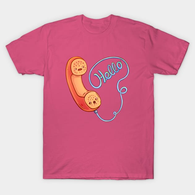 Vintage Phone saying Hello T-Shirt by Hoda Hefzy 